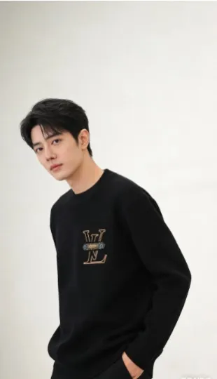 Louis Vuitton/Louis Vuitton chest old pattern leather crew neck sweater